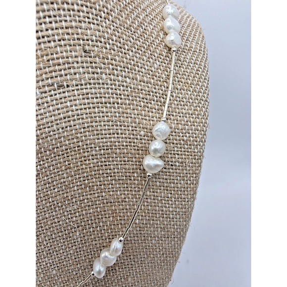 Natural Freshwater Pearls Liquid Silver Necklace 18" Dainty Beautiful NWOT - Picture 3 of 10